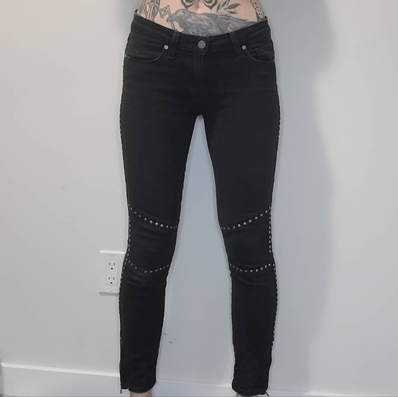 Paige Denim Co. Black Grommet Detail Jeans - Picture 1 of 2